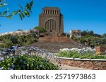 Voortrekker Monument front view against blue sky. Memorial building near Pretoria. South Africa.