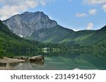 Vorderer Langbathsee in Salzkammergut, Austria on a sunny day