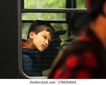 Voronezh, Russia - June 6, 2020: Boy Sleeping In Bus