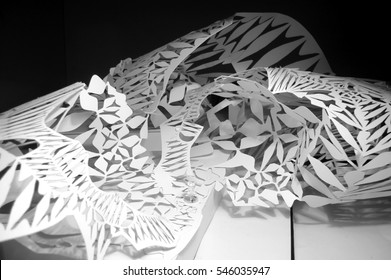 Voronoi Diagram Laser Cut Into Paper And Folded To Create A Three Dimensional Architectural Model