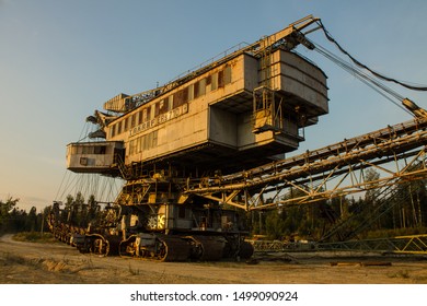 Voskresensky district, Moscow region / Russia-September, 7, 2019: multi-bucket excavator giant at limestone quarry