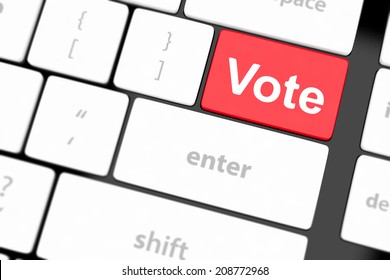 vote button on computer keyboard showing internet concept