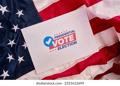 Vote! United States flag. Presidential Election in USA. Vote day in November. US Election. Patriotic american element. For poster or banner