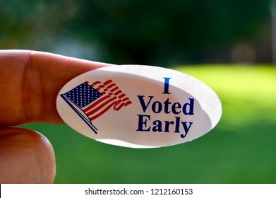 I Voted Early Sticker On A Woman’s Finger