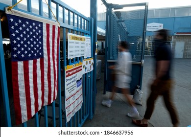 Voter Arrive At A Vote Center In Dodgers Stadium During The Election Day In Los Angeles, Tuesday, Nov. 3, 2020.