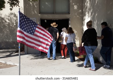 Voters Stand In Line At Polling Station To Vote In 2012 Presidential Election, Ventura County, California, November 6, 2012 