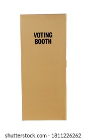 Voting Booth. Cardboard Voting Booth. Isolated On White. Room For Text. 