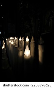 votive electronic electric candles in catholic church. High quality photo - Shutterstock ID 2258898625