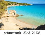 Voulisma Beach Istron Crete Greece, the most beautiful beaches of Crete island Istron Bay near Agios Nikolaos. 