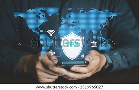 VPN access security concept, safety data network online.