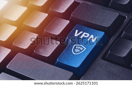 VPN Button on Computer Keyboard. Cybersecurity and Internet Privacy Concept