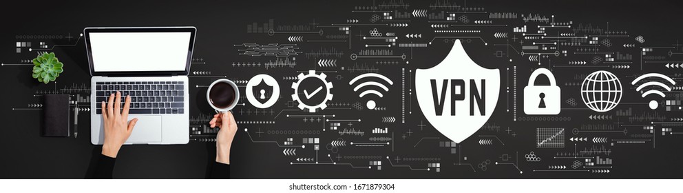 VPN Concept With Person Using A Laptop Computer