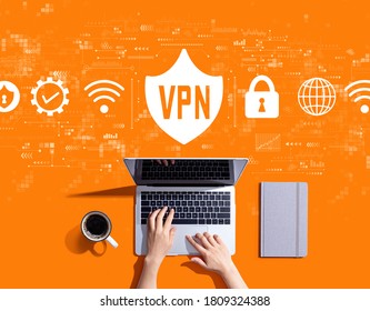 VPN Concept With Person Using A Laptop Computer