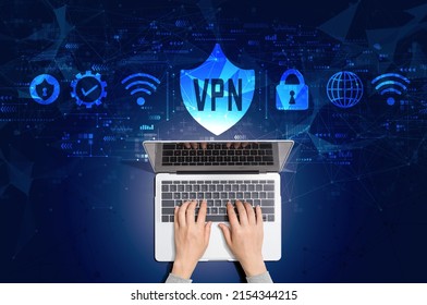 VPN Concept With Person Using A Laptop Computer