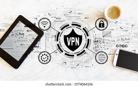 VPN concept with a tablet computer and smart phone