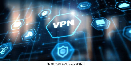 VPN network security internet privacy encryption concept. Abstract Background.