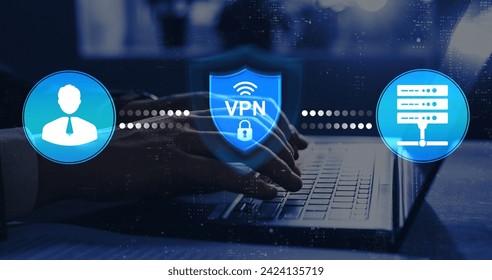 VPN secure connection concept.Remote server with private internet network technology to protect privacy of personal data