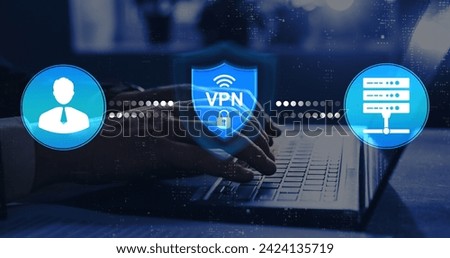 VPN secure connection concept.Remote server with private internet network technology to protect privacy of personal data