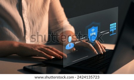 VPN secure connection concept.Remote server with private internet network technology to protect privacy of personal data