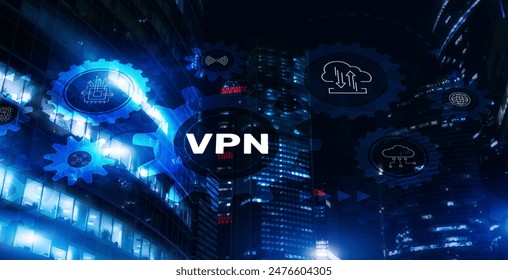 VPN secure connection. Virtual Private Network technology encrypted tunnel.
