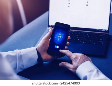 VPN secure connection.Remote server with private internet network technology to protect privacy of personal data
