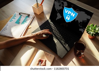 VPN - Virtual perivate network. Internet conncetion privacy concept.
