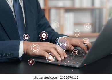 VPN Virtual private network protocol cyber ​​security and anonymous internet privacy connection technology.