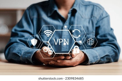 VPN Virtual private network protocol cyber ​​security and anonymous internet privacy connection technology.