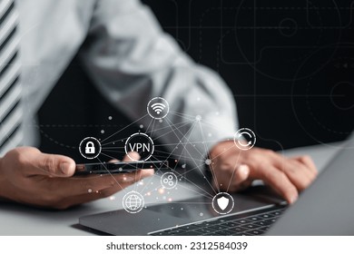 VPN Virtual private network protocol cyber ​​security and anonymous internet privacy connection technology.