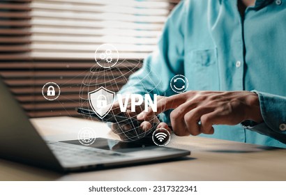 VPN Virtual private network protocol cyber ​​security and anonymous internet privacy connection technology.
