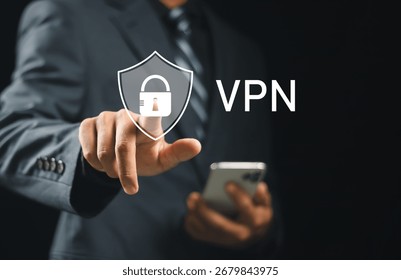 VPN Virtual private network protocol cyber ​​security and anonymous internet privacy connection technology.