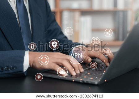 VPN Virtual private network protocol cyber ​​security and anonymous internet privacy connection technology. Foto stock © 