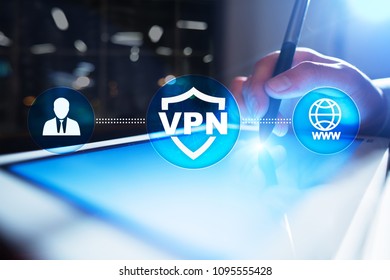 VPN. Virtual private network. Security encrypted connection. Anonymous internet using.