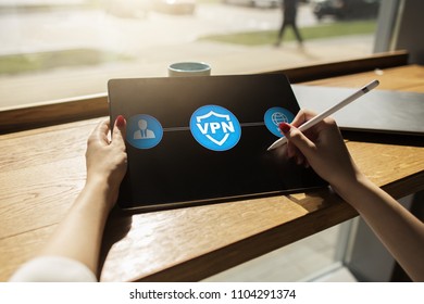 VPN. Virtual private network. Security encrypted connection. Anonymous internet using.
