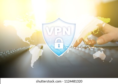 VPN. Virtual private network. Security encrypted connection. Anonymous internet using.