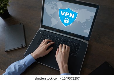 VPN. Virtual private network. Security encrypted connection. Anonymous internet using.