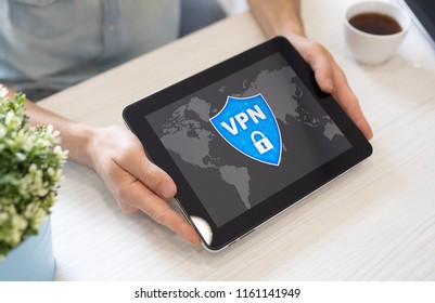 VPN. Virtual private network. Security encrypted connection. Anonymous internet using.