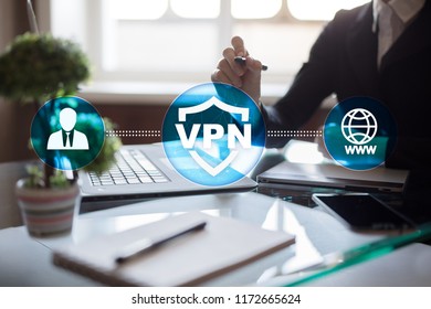 VPN. Virtual private network. Security encrypted connection. Anonymous internet using.