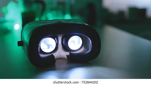 VR device playing movie inside 