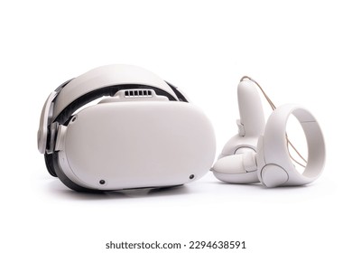 VR, Virtual Reality Headset on iSolated White Background. Innovative Technology Gaming Equipment. - Powered by Shutterstock