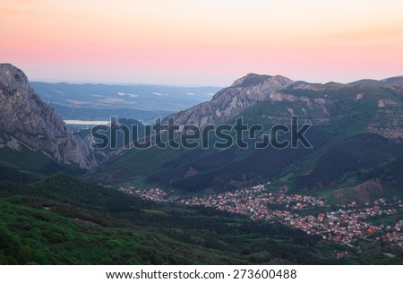 Vratzata at sunset. Vratzata is a beautiful mountain pass in Balkan Mountains, near the Bulgarian town of Vratza. One of the best places for climbing in Europe.