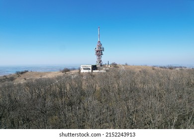 Pavlovské vrchy
Highland in the Czech Republic, CHKO Pálava, Děvín hill aerial panorama view with transmitter and paragliders on the launch site
