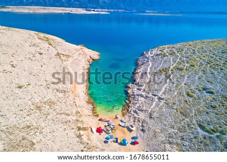 Vrsi. Zadar archipelago idyllic cove beach in stone desert scenery near Zecevo island, Dalmatia region of Croatia Stock photo © 