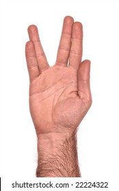 Vulcan Hand Salute Against White