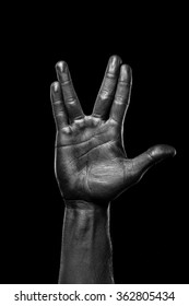 Vulcan salute. Black hand. - Shutterstock ID 362805434