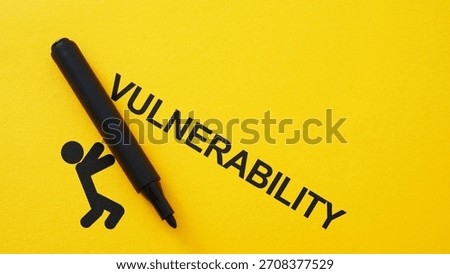 Vulnerability as Weakness Concept with Falling Figure and Marker on Yellow Background