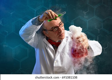 
Wacky Chemist Carefully Performed Experiment With Red Toxic Chemical And Smoke 