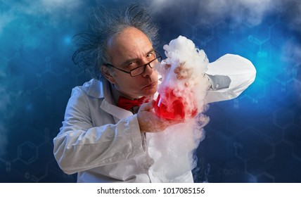 
Wacky Chemist With Experiment Sense Of Smell Evaluates Chemicals