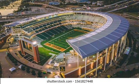 Waco, Texas - November 15, 2019:  McLane stadium prepares for College Gameday ahead of the 12th ranked Baylor Football Team's home rivalry game against the Oklahoma Sooners.