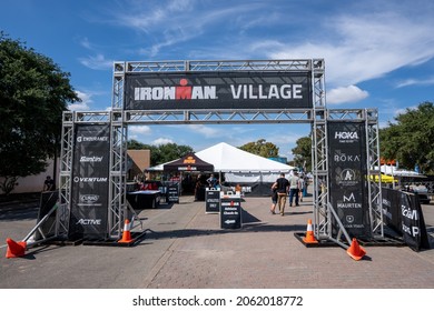 Waco, Texas - Oct. 21, 2021: IRONMAN Village Check-in area for the inaugural Ironman Waco event October 23 and 24.
